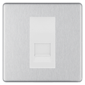 BG Screwless Brushed Steel Single Secondary Telephone Socket, Screw Terminal - White Insert