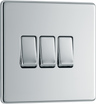 BG Electrical FPC43 Nexus Screwless Flat-Plate Triple Light Switch Polished Chrome 2 Way 10A by British General (BG-FPC43-Shopify-SA_1)