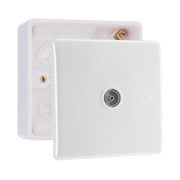 BG Electrical Single Isolated Co-Axial TV Socket Outlet & 32mm Pattress Back Box by British General (BG-862+891)