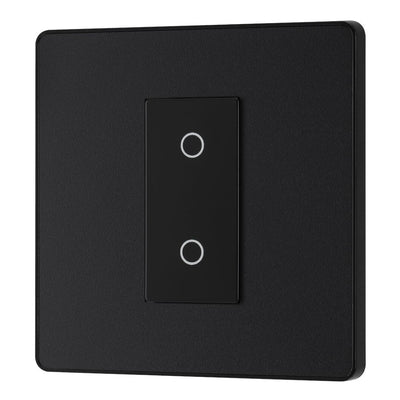 BG Evolve Matt Black Single Master Touch Dimmer Switch PCDMBTDM1B with 35mm Steel Back Box