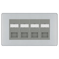 BG Screwless Polished Chrome 4 Gang RJ45 CAT6 Data Socket Grey Inserts