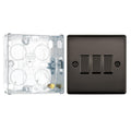 BG Nexus Black Nickel 20A, 16AX 2 Way Triple Light Switch NBN43 and 25mm Steel Back Box