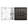 BG Nexus Black Nickel 20A, 16AX 2 Way Triple Light Switch NBN43 and 25mm Steel Back Box by British General (BG-NBN43+HGS02)