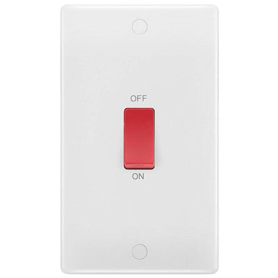 BG 873 Moulded Round Edge | White | 2 Gang 45A 2 Pole Cooker Switch by British General (BG-873)