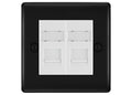 BG Nexus Metal Matt Black 2 Gang RJ45 Data Socket NFBRJ452W White Inserts