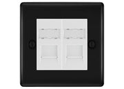 BG Nexus Metal Matt Black 2 Gang RJ45 Data Socket NFBRJ452W White Inserts by British General (BG-NFBRJ452W)