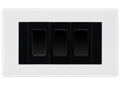 BG White Moulded 3 Gang Intermediate Light Switch Custom Grid - Black Insert