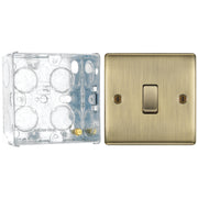 BG Nexus Antique Brass 20A 16AX 2 Way Single Light Switch NAB12 with 35mm Steel Back Box