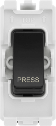 BG RPCDB14 Evolve Grid Black 20A 20AX 1 Way 1 Pole PRESS Retractive Switch Module by British General (BG-RPCDB14-Shopify-SA_1)