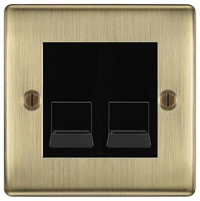 BG Nexus Antique Brass Double RJ11 Telephone Socket NABRJ112 - Black Insert by British General (BG-NABRJ112B)