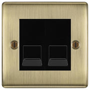 BG Nexus Antique Brass Double RJ11 Telephone Socket NABRJ112 - Black Insert by British General (BG-NABRJ112B)