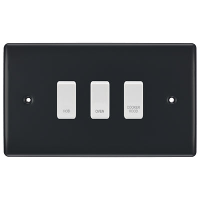 BG Part M 3 Gang Custom Labelled Kitchen Appliance Grid Switch