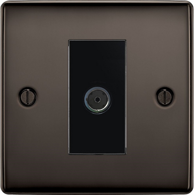 BG Nexus Metal Black Nickel Co-axial Socket NBN60B by British General (BG-NBN60B)