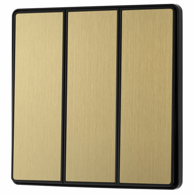 BG Evolve Satin Brass 3 Gang 2-Way 20A Edge to Edge Rocker Light Switch | PCDSB43EB by British General (BG-PCDSB43EB)