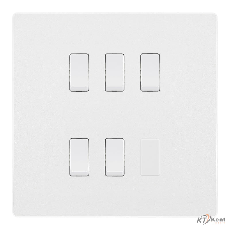 BG Evolve Pearlescent White 5 Gang Custom Grid Light Switch