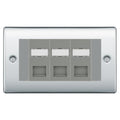 BG Nexus Polished Chrome 3 Gang RJ45 CAT6 Data Socket Grey Inserts