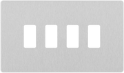 BG RPCDBS4W Evolve Grid Brushed Steel 4 Module Rectangular Front Plate - White Trim by British General (BG-RPCDBS4W-Shopify-SA_1)