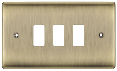BG RNAB3 Nexus Metal Antique Brass 3 Module Grid Front Plate by British General (BG-RNAB3)