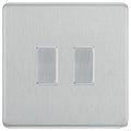 BG Screwless Brushed Steel 2 Gang Switch 1x Intermediate 1x 2 Way Custom Grid