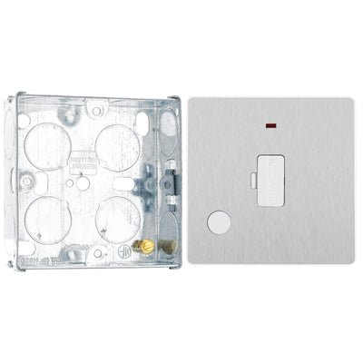 BG Evolve Brushed Steel 13A Flex Outlet Neon Unswitched Fused Connection Unit PCDBS54W with 25mm Steel Back Box