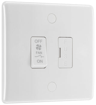 BG 815F Moulded Round Edge | White | 10A Triple Pole Fused Fan Isolator Switch by British General (BG-815F)