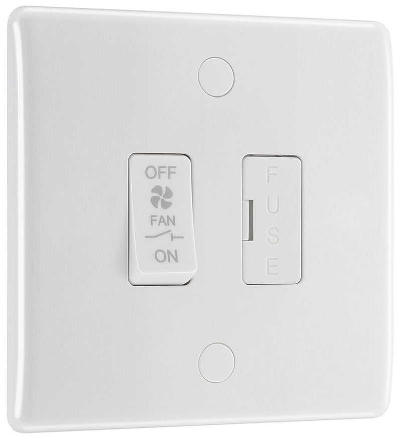 BG 815F Moulded Round Edge | White | 10A Triple Pole Fused Fan Isolator Switch