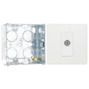 BG Evolve Pearlescent White Single Co-Axial Socket PCDCL60W with 35mm Steel Back Box