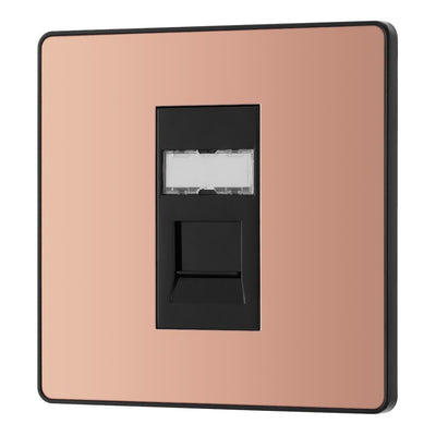 BG Evolve Polished Copper RJ45 Cat6 Single Data Outlet PCDCPRJ451B with 25mm Steel Back Box