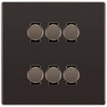 BG Black Nickel Screwless Flat Plate 6 Gang Trailing Edge LED Dimmer Light Switch 2 Way Custom Switch
