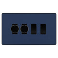 BG Evolve Matt Blue 4 Gang Light Switch 2x Trailing Edge LED Dimmer 2x 2 Way Custom Switch