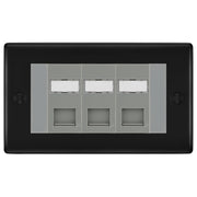BG Nexus Matt Black 3 Gang RJ45 CAT6 Data Socket Grey Inserts by British General (BG-NFBRJ453C5EG)