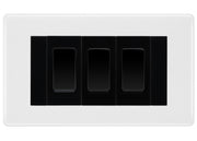 BG White Moulded 3 Gang 20AX 2-Way Switch Custom Grid - Black Insert by British General (BG-Nexus-WM-3G-Combo-3x 2WAY-BL)