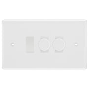 BG White 3 Gang Light Switch 2x Trailing Edge LED Dimmer 1x 2 Way Custom Switch by British General (BG-NEXUS-WM-3G-CUSTOM-2xDIMMER-1x 2WAY)