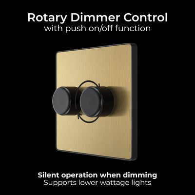 BG Evolve PCDSB82B Satin Brass 2 Gang 200W  Switch-Black Insert