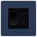 BG Evolve Matt Blue 20A Intermediate Switch & 13A Fused Spur Plate | Black Insert