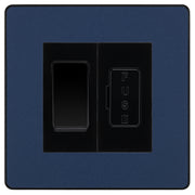 BG Evolve Matt Blue 20A Intermediate Switch & 13A Fused Spur Plate | Black Insert