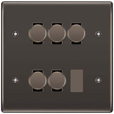 BG Black Nickel 5 Gang Trailing Edge LED Dimmer Light Switch 2 Way Custom Switch