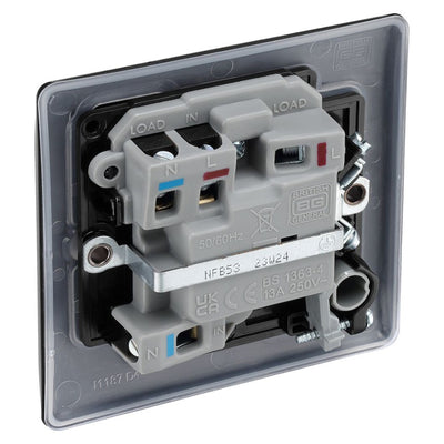 BG Nexus Matt Black 13A Flex Outlet Neon Switched Fused Connection Unit & Surface Pattress Back Box