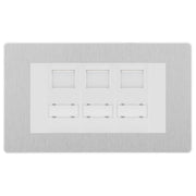BG Evolve Brushed Steel 3 Gang RJ45 CAT6 Data Socket White Inserts by British General (BG-PCDBSRJ453C5EW)