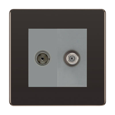 BG Flatplate Screwless Black Nickel TV & Satellite Socket FBN65G by BG Nexus (BG-FBN65G)