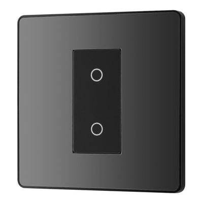 BG Evolve Black Chrome Single Master Touch Dimmer Switch PCDBCTDM1B with 35mm Steel Back Box