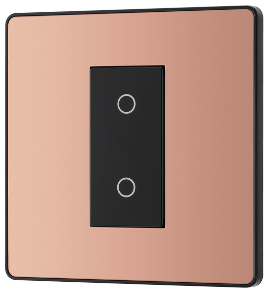  PCDCPTDM1B Front - This Evolve Polished Copper single master trailing edge touch dimmer allows you to control your light levels and set the mood.