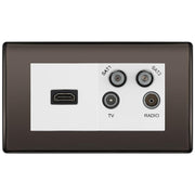 BG Nexus Black Nickel 4G Faceplate with HDMI + TV/FM/SAT Module - White Insert by British General (BG-NBNEMR4-HDMI-TVFM2W)