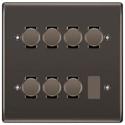 BG Black Nickel 7 Gang Trailing Edge LED Dimmer Light Switch 2 Way Custom Switch by British General (NEXUS-BN-7G-CUSTOM-7xDIMMER-2Way)