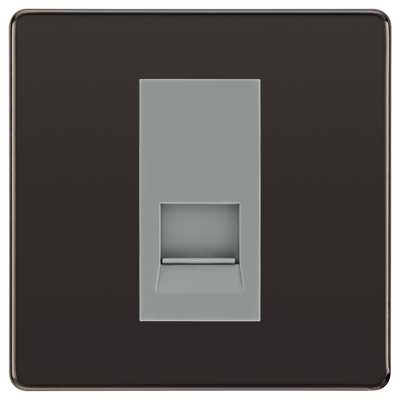 BG Screwless Black Nickel Single Secondary Telephone Socket, Screw Terminal - Grey Insert by British General (BG-FBNEMS1+EMBTSSG)
