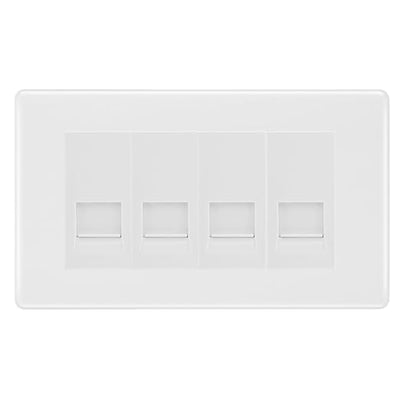 BG White Moulded 4 Gang RJ11 Telephone Socket Euro Module - White Insert by British General (BG-NWMRJ114W)