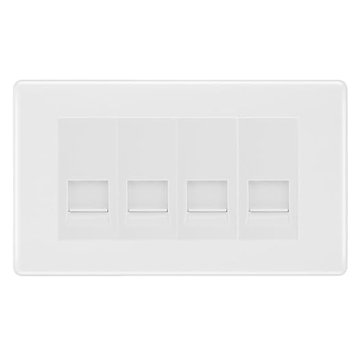 BG White Moulded 4 Gang RJ11 Telephone Socket Euro Module...