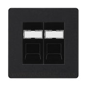 BG Evolve Matt Black 2 Gang RJ45 Data Socket PCDMBRJ452B Black Inserts by British General (BG-PCDMBRJ452B)