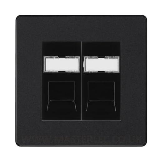 BG Evolve Matt Black 2 Gang RJ45 Data Socket PCDMBRJ452B Black Inserts