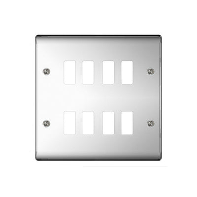 BG Nexus GNPC8 Grid Polished Chrome 8 Gang Front Plate by British General (BG-GNPC8-2)